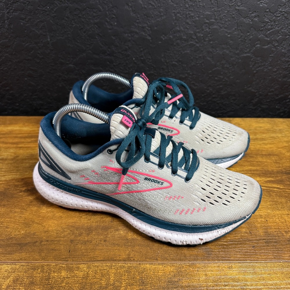 Brooks Glycerin 19 Grey Pink Mesh Running Shoes Womens Size 9